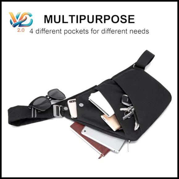 Minimalist Sling Bag Waterproof Crossbody Daypack Commuter Travel Hiking - Picture 6 of 7